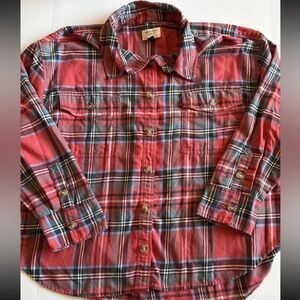 American Eagle Womens Red Plaid Oversized Button Up Flannel Shirt sz XXL